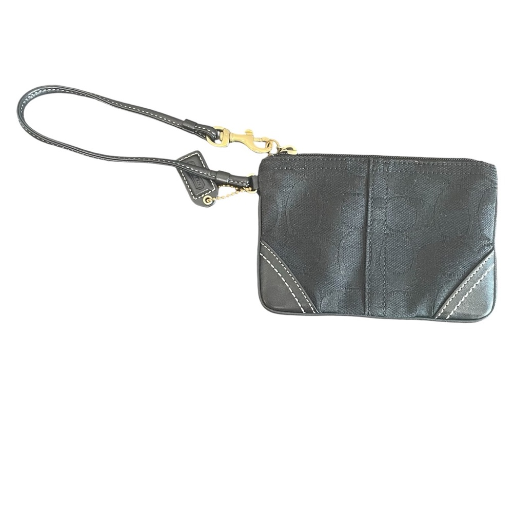 COACH small Black Signature Wristlet Coin Purse